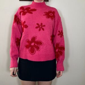 Major Label Group Pink Floral Crewneck Sweater Size XL